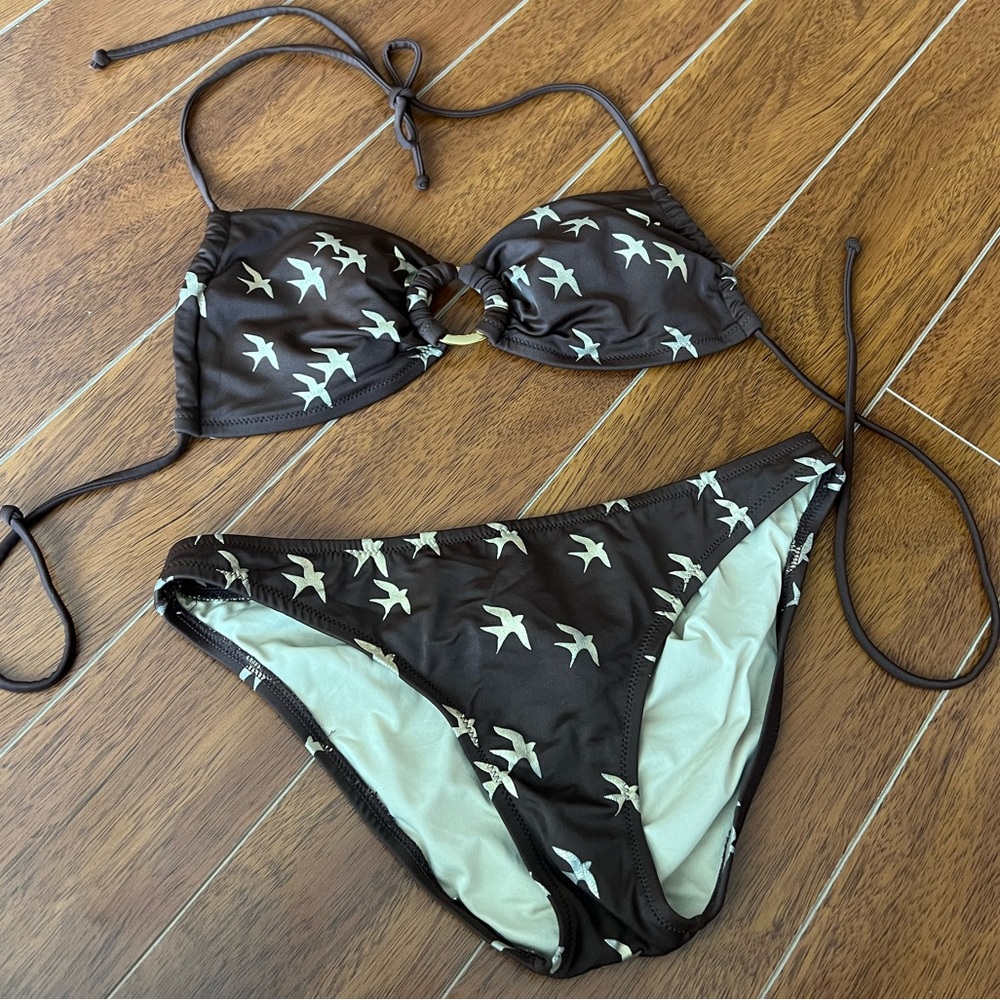 Victoria’s Secret Bikini - gold birds, with metal loop